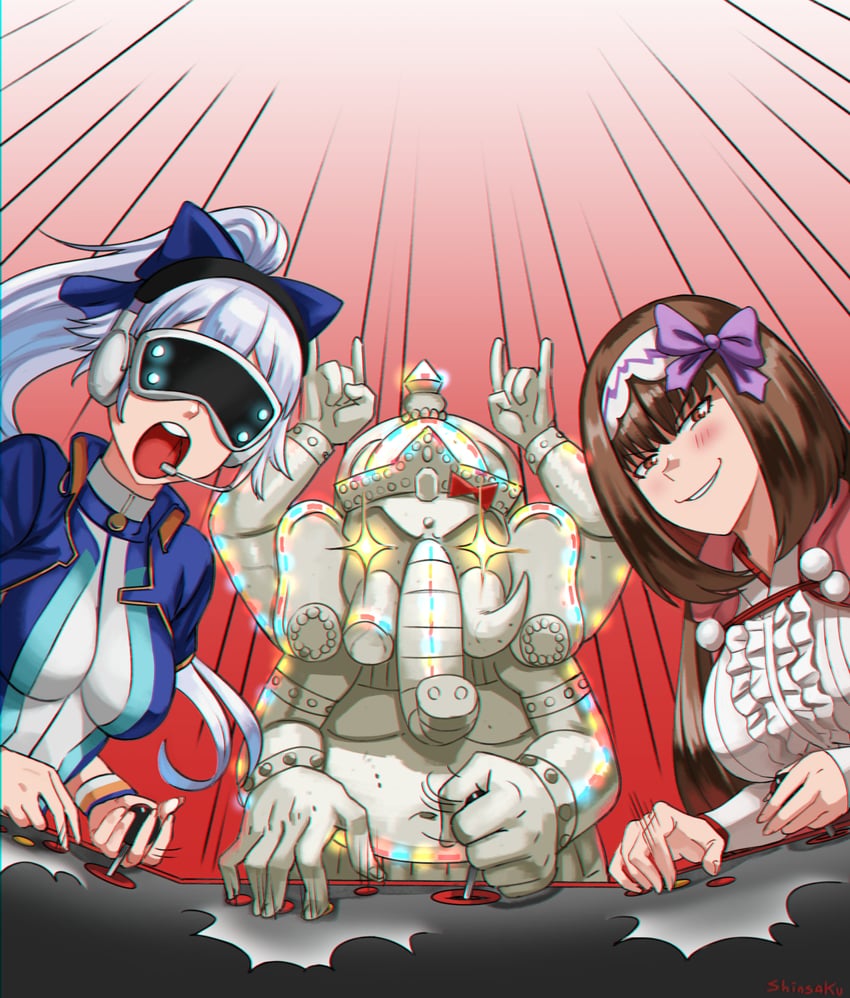 tomoe gozen, osakabehime, and great stone statue god (fate and 1 more) drawn by shinsaku_(stan-art)