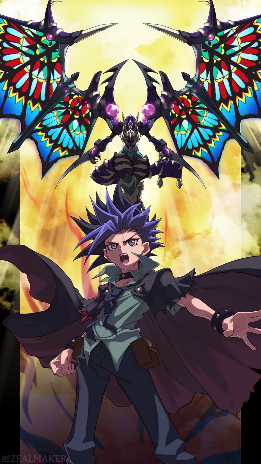 ute and dark requiem xyz dragon (yu-gi-oh! and 1 more) drawn by zealmaker