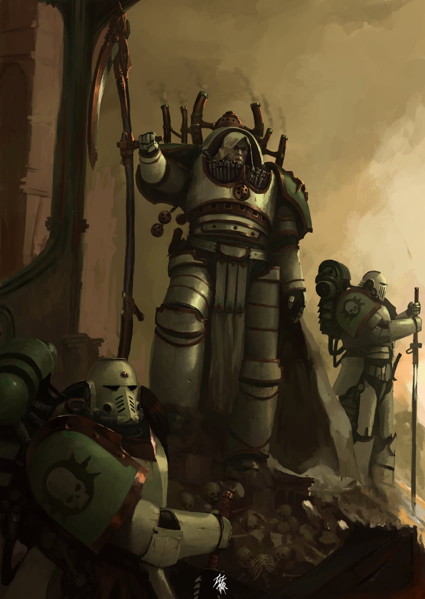 adeptus astartes and mortarion (warhammer 40k) drawn by taz-mar