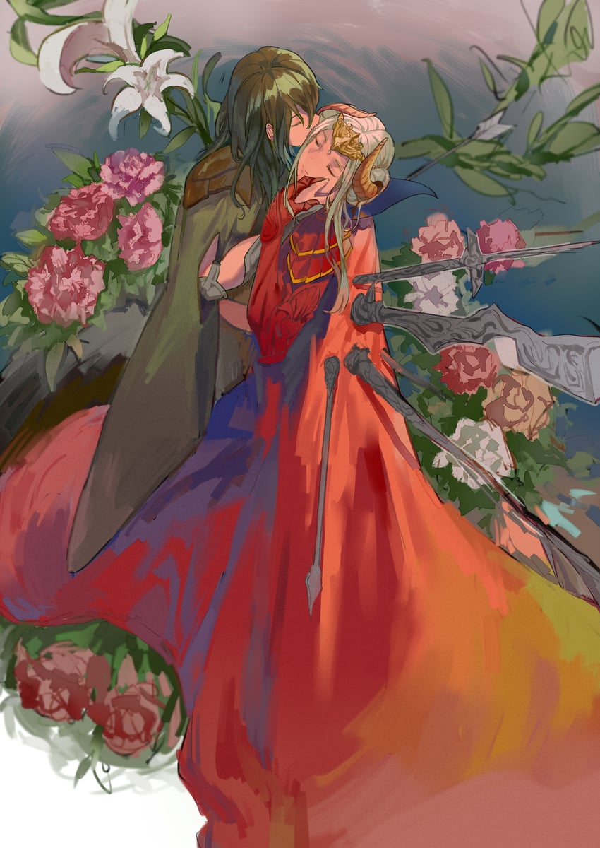 female byleth and edelgard von hresvelg (fire emblem and 2 more) drawn by chocolate_(jitong)
