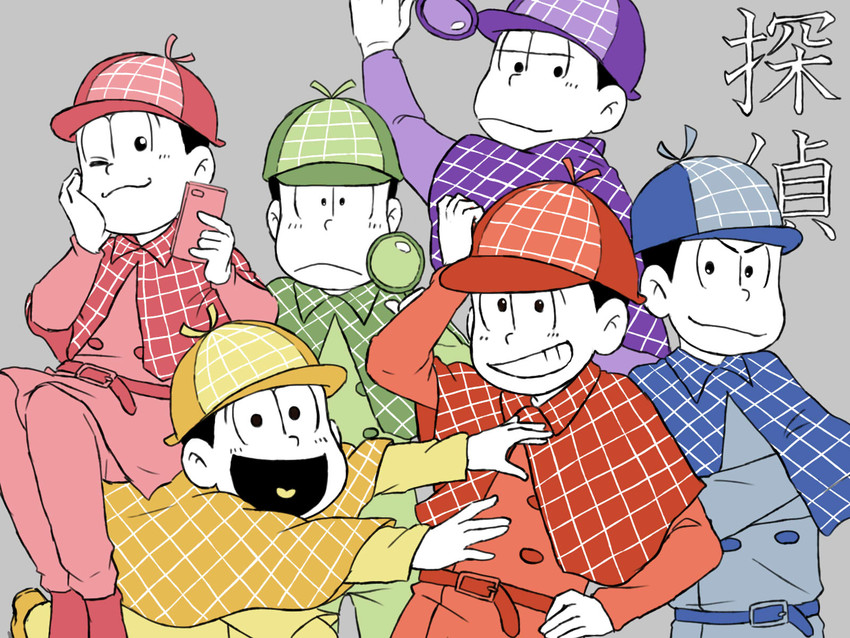 matsuno osomatsu, matsuno karamatsu, matsuno ichimatsu, matsuno jyushimatsu, matsuno choromatsu, and 1 more (osomatsu and 1 more) drawn by pinoko_(pnk623)