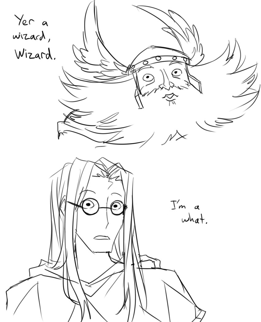 dwarf and wizard (wizarding world and 2 more) drawn by matsu-sensei