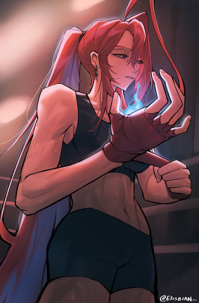 elizabeth rose bloodflame (hololive and 1 more) drawn by elisbian