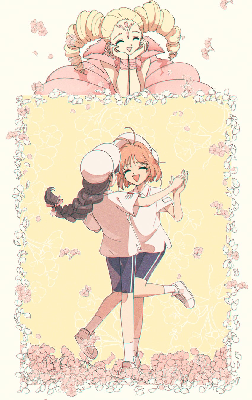 kinomoto sakura, daidouji tomoyo, and flower (cardcaptor sakura) drawn by nzeneee