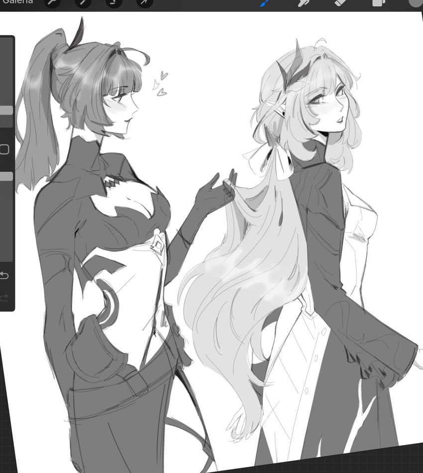 elysia and raiden mei (honkai and 1 more) drawn by seijousai