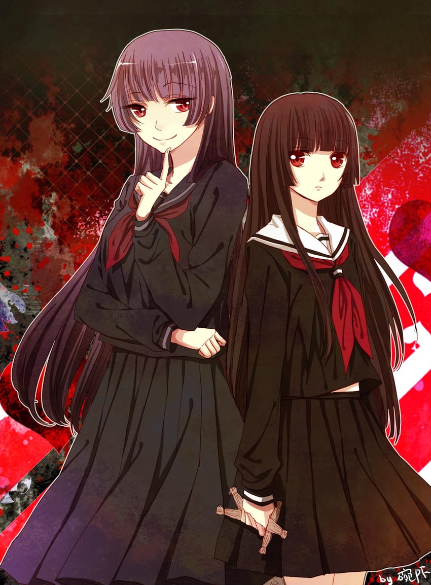 enma ai and kanoe yuuko (jigoku shoujo and 1 more) drawn by riceko
