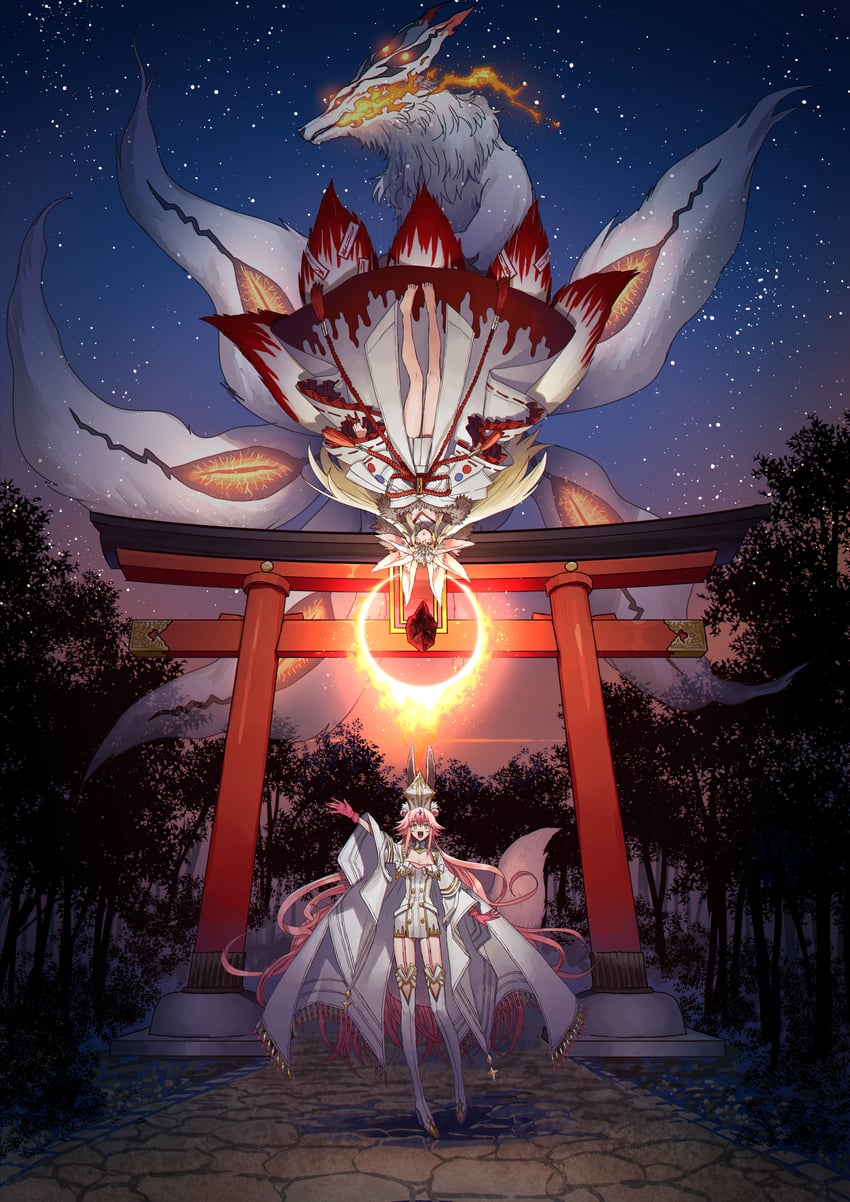 tamamo and koyanskaya (fate and 1 more) drawn by none_(kameko227)