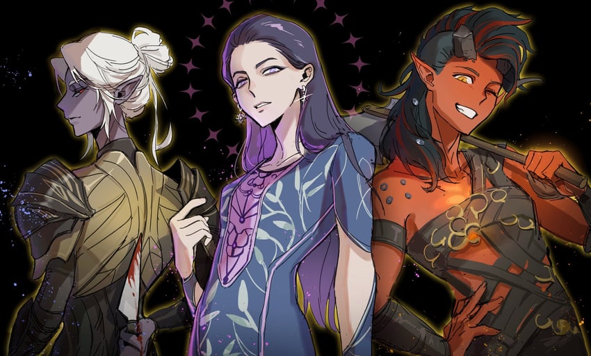 karlach, minthara, and mystra (dungeons & dragons and 2 more) drawn by yy20251111