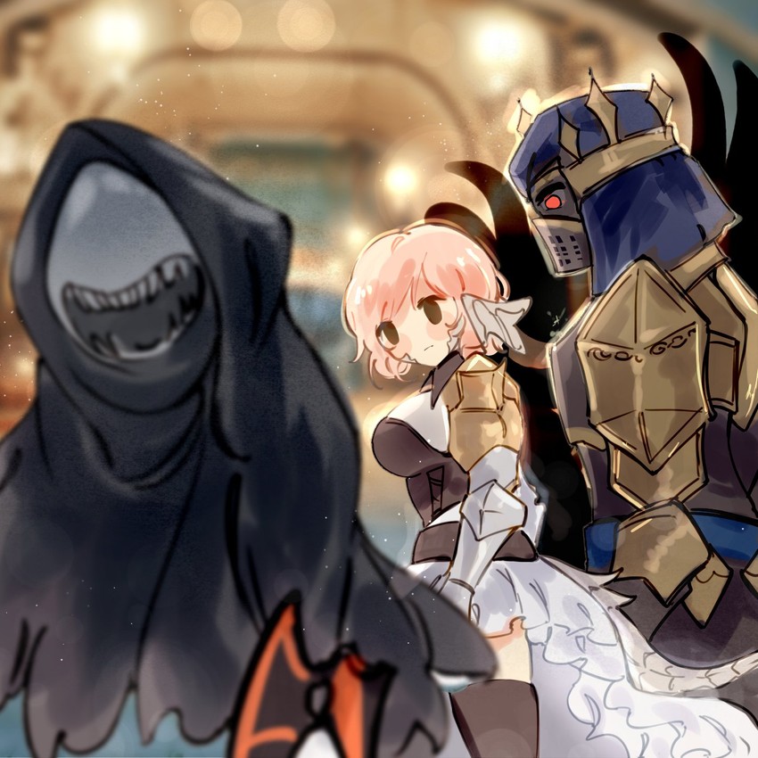 warrior of light, dark knight, reaper, fray myste, voidsent, and 1 more (final fantasy and 1 more) drawn by fenrishion