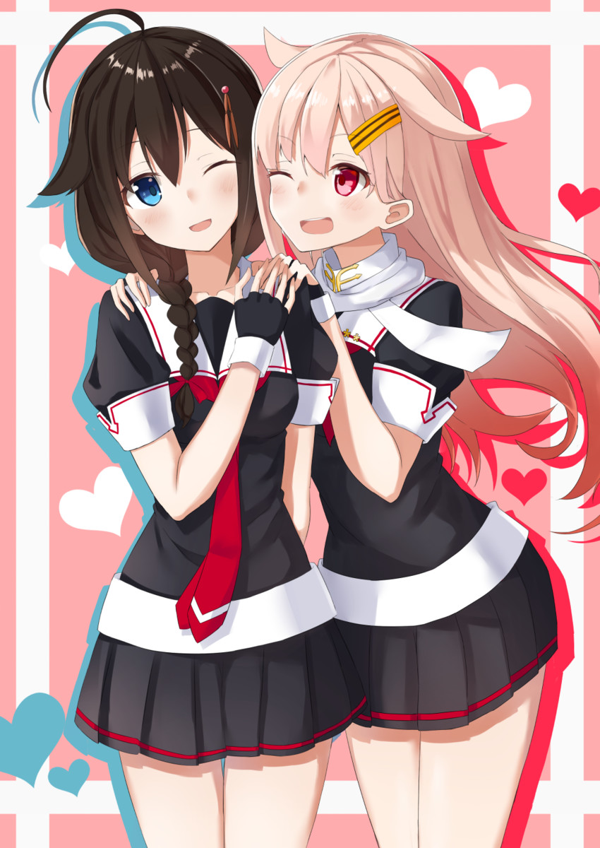 shigure, yuudachi, shigure kai ni, and yuudachi kai ni (kantai collection) drawn by shikuro_(iorimiyakiyo)