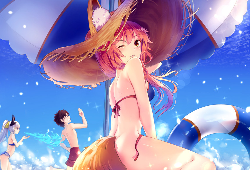 fujimaru ritsuka, tamamo, kiyohime, and tamamo no mae (fate and 1 more) drawn by yan_(nicknikg)