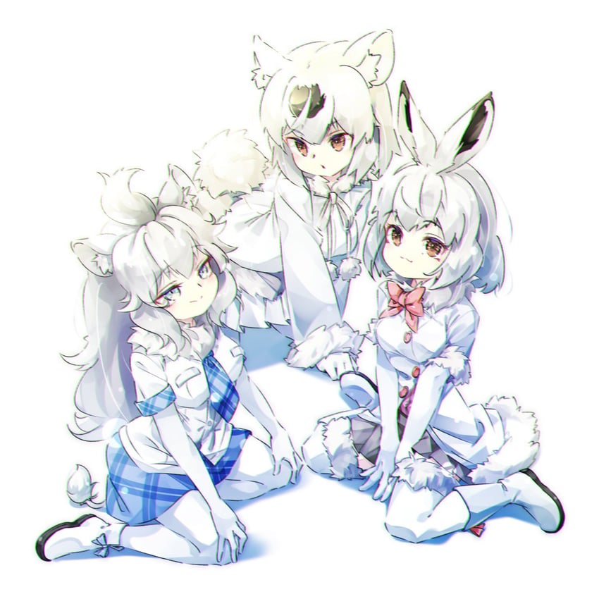 white lion, polar bear, and mountain hare (kemono friends) drawn by gorilla_(bun0615)