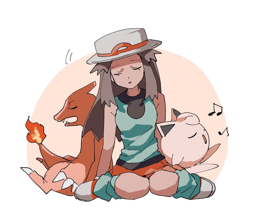 leaf, jigglypuff, and charmeleon (pokemon and 1 more) drawn by shichibee_(stm_mimi)