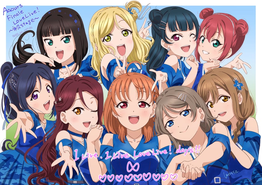 watanabe you, tsushima yoshiko, sakurauchi riko, takami chika, matsuura kanan, and 4 more (love live! and 1 more) drawn by atbmossa