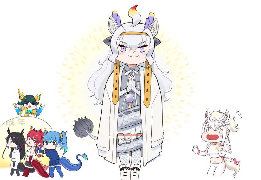 seiryuu, white dragon, kirin, black dragon, red dragon, and 1 more (kemono friends and 1 more) drawn by beleven