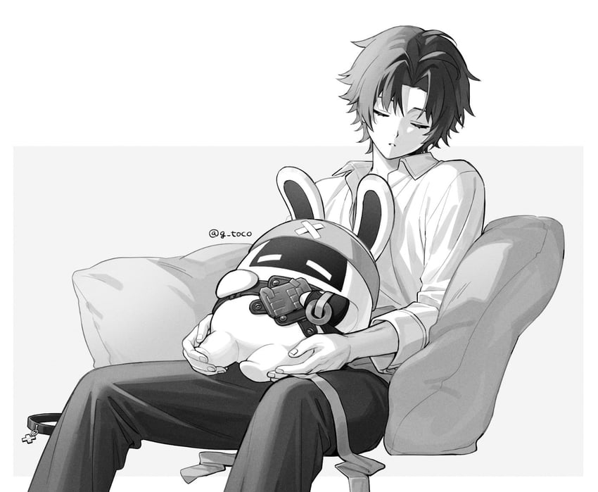 asaba harumasa and asaboo (zenless zone zero) drawn by g_toco