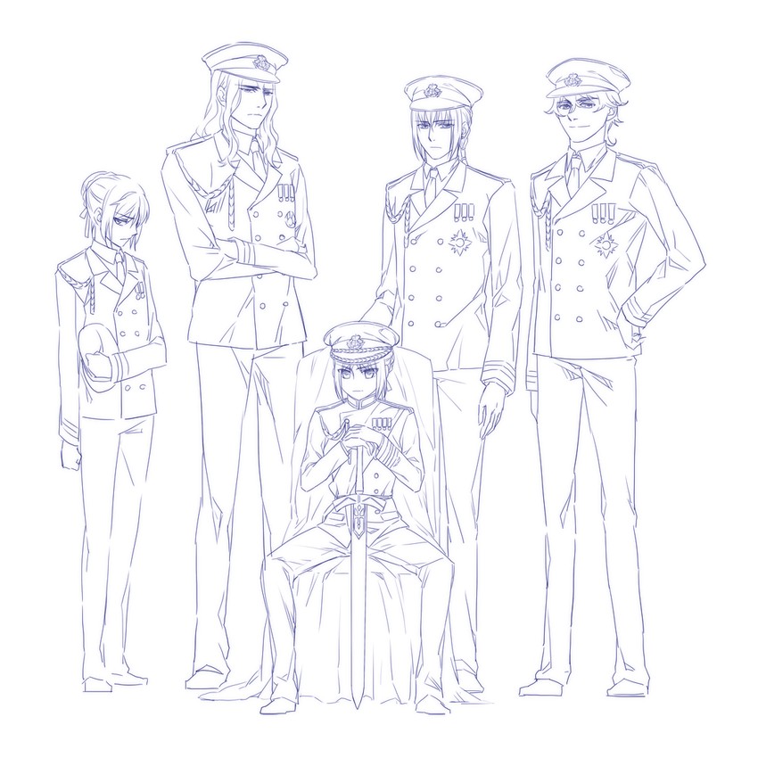 artoria pendragon, saber, mordred, gawain, bedivere, and 1 more (fate and 4 more) drawn by kanmuri_(hanyifan30338)