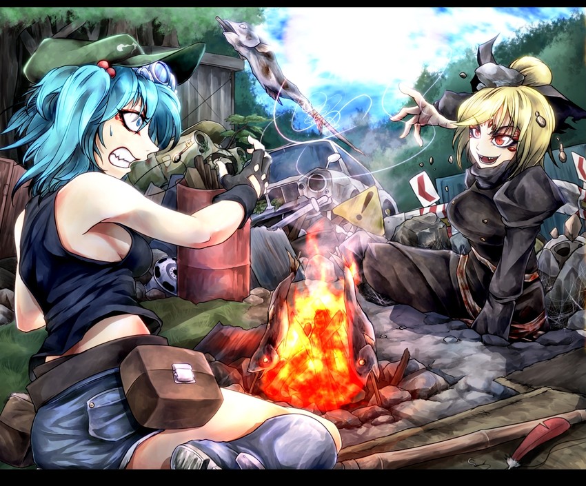 kawashiro nitori and kurodani yamame (touhou) drawn by ryuuichi_(f_dragon)