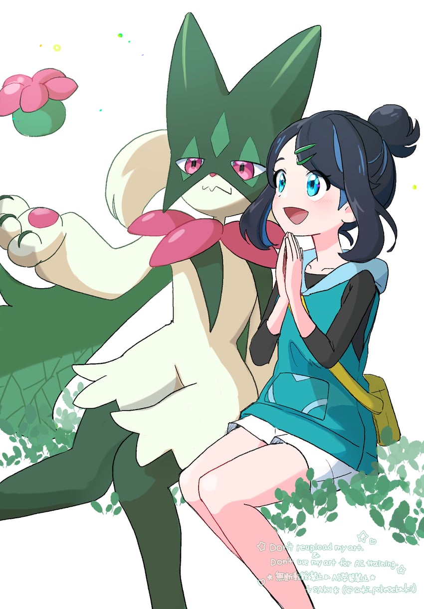 liko and meowscarada (pokemon and 1 more) drawn by saki_pokeoekaki