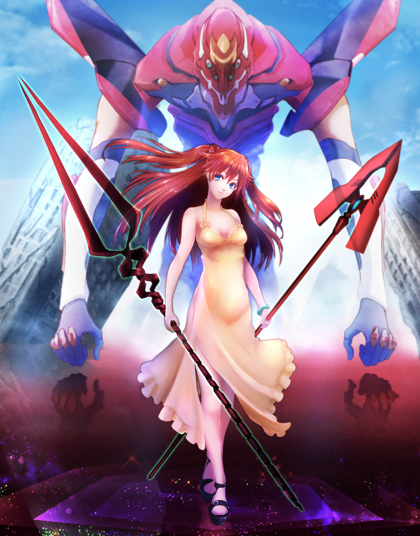 souryuu asuka langley and eva 02 (neon genesis evangelion and 1 more) drawn by big.g