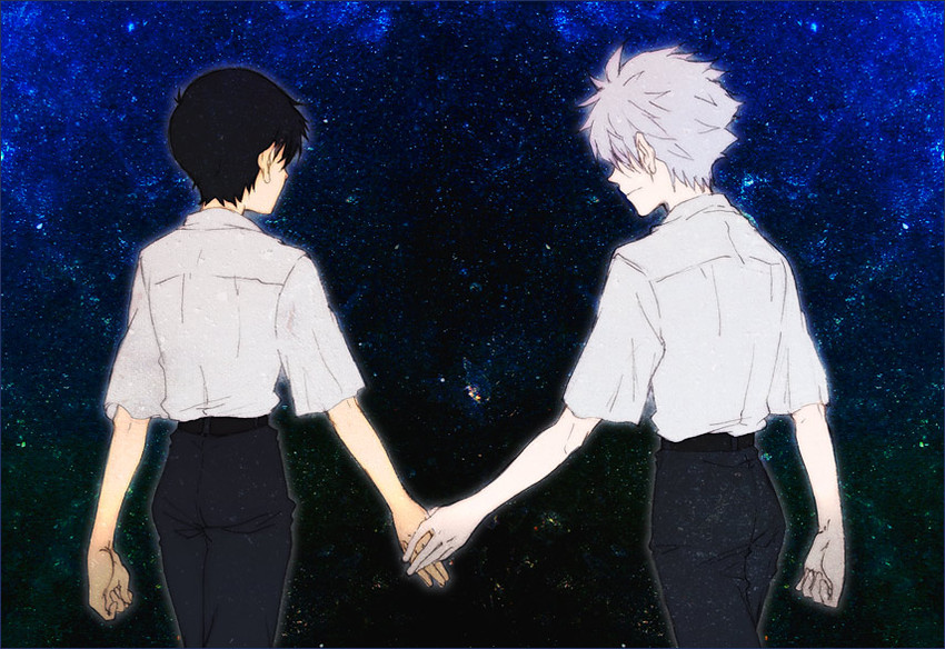 ikari shinji and nagisa kaworu (neon genesis evangelion and 2 more) drawn by mogeco