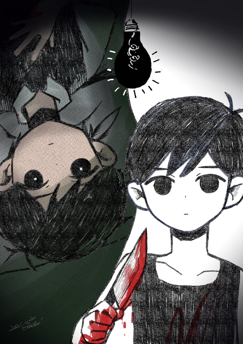 sunny and omori (omori) drawn by 00fc_illust