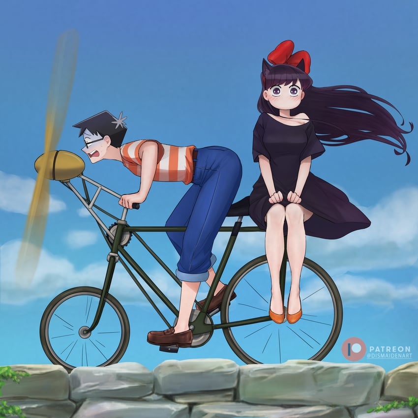 komi shouko, kiki, tadano hitohito, and tombo (komi-san wa komyushou desu and 1 more) drawn by dismaiden
