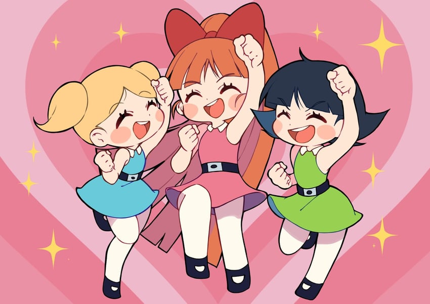 buttercup, blossom, and bubbles (powerpuff girls) drawn by miyata_(lhr)