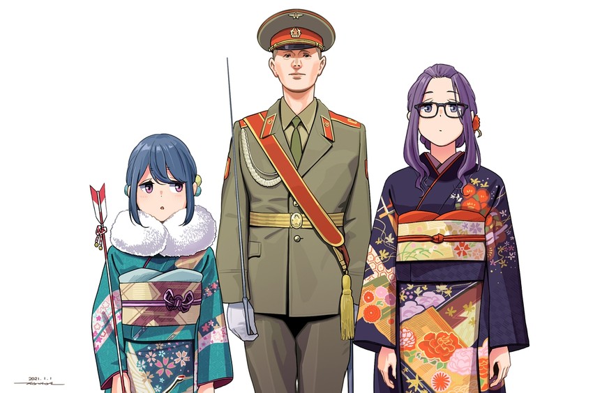 shima rin and kagamihara sakura (yurucamp) drawn by horikou
