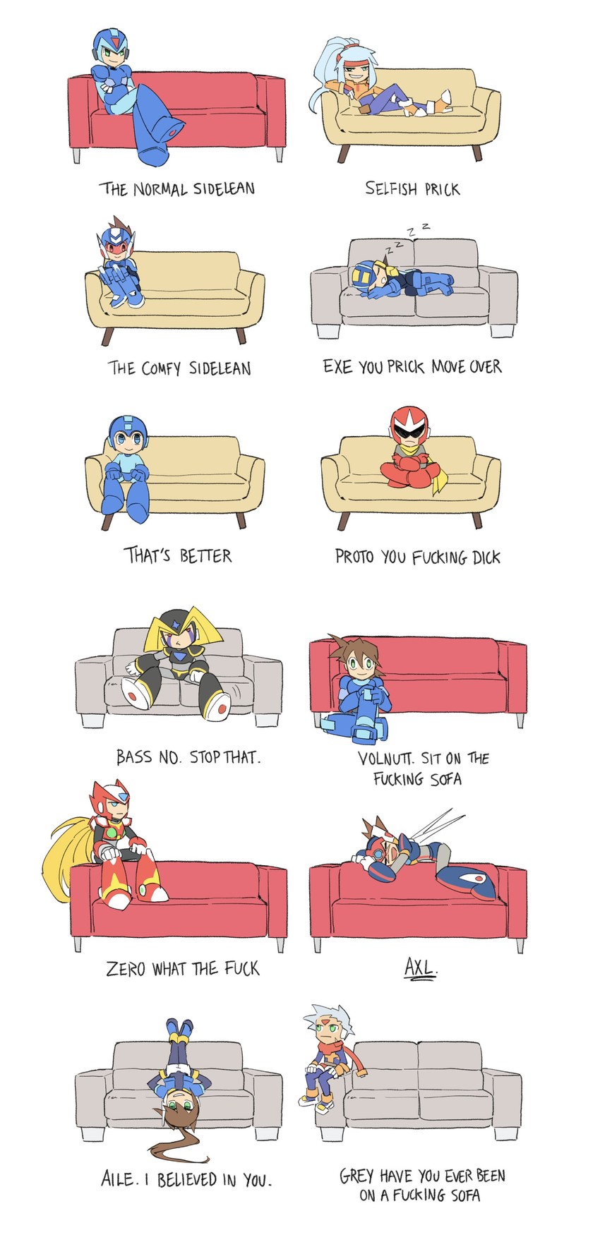 zero, x, aile, mega man, megaman.exe, and 8 more (mega man and 6 more) drawn by norue