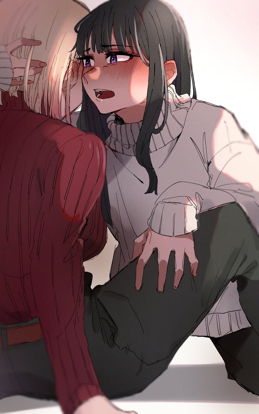 nishikigi chisato and inoue takina (lycoris recoil) drawn by imudegozaimasu