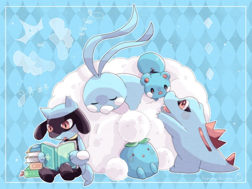 altaria, totodile, riolu, oddish, and azurill (pokemon) drawn by hanabusaoekaki