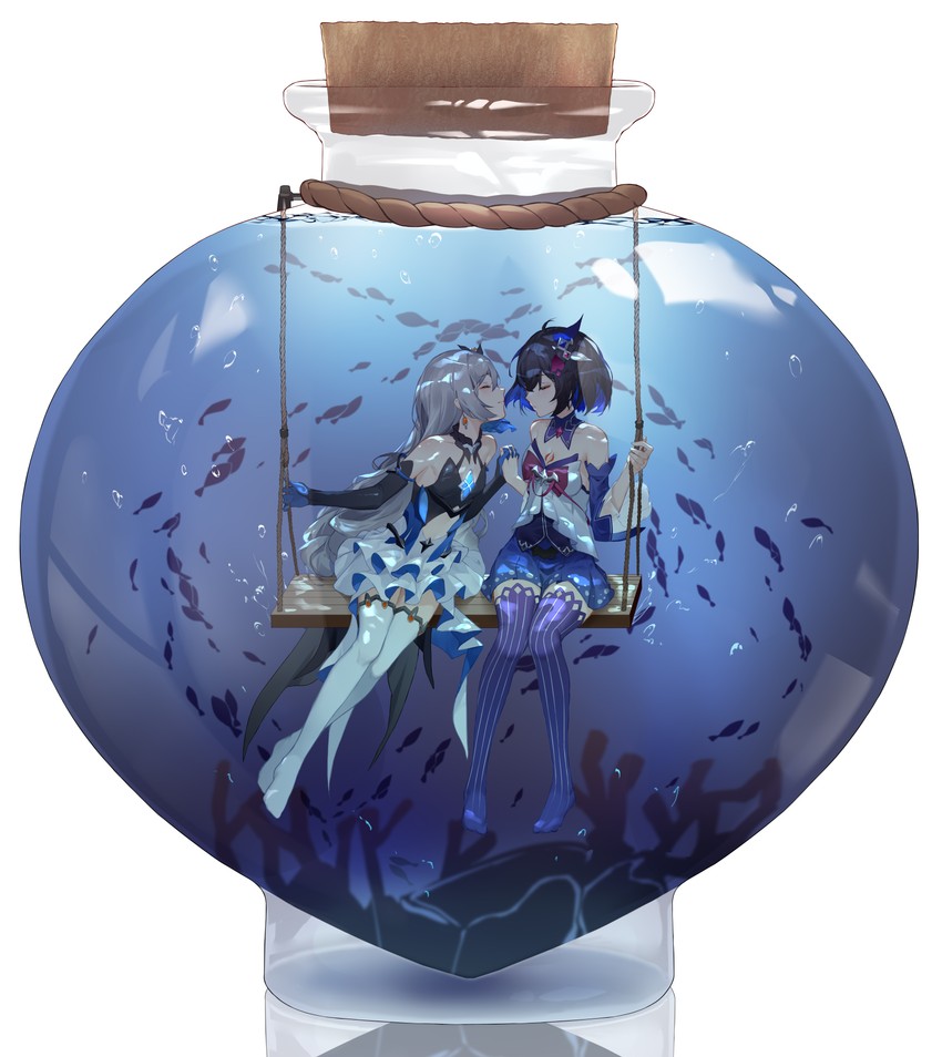 bronya zaychik and seele vollerei (honkai and 1 more) drawn by shu_kunkuokuozi