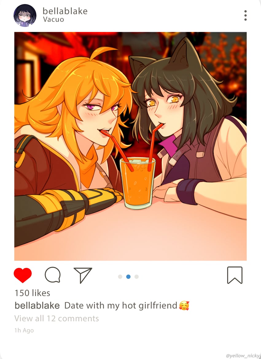 yang xiao long and blake belladonna (rwby and 1 more) drawn by yellow_nicky