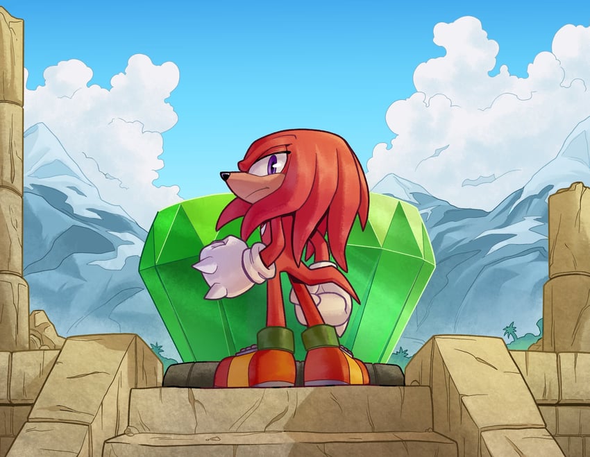 knuckles the echidna (sonic) drawn by aideneye99