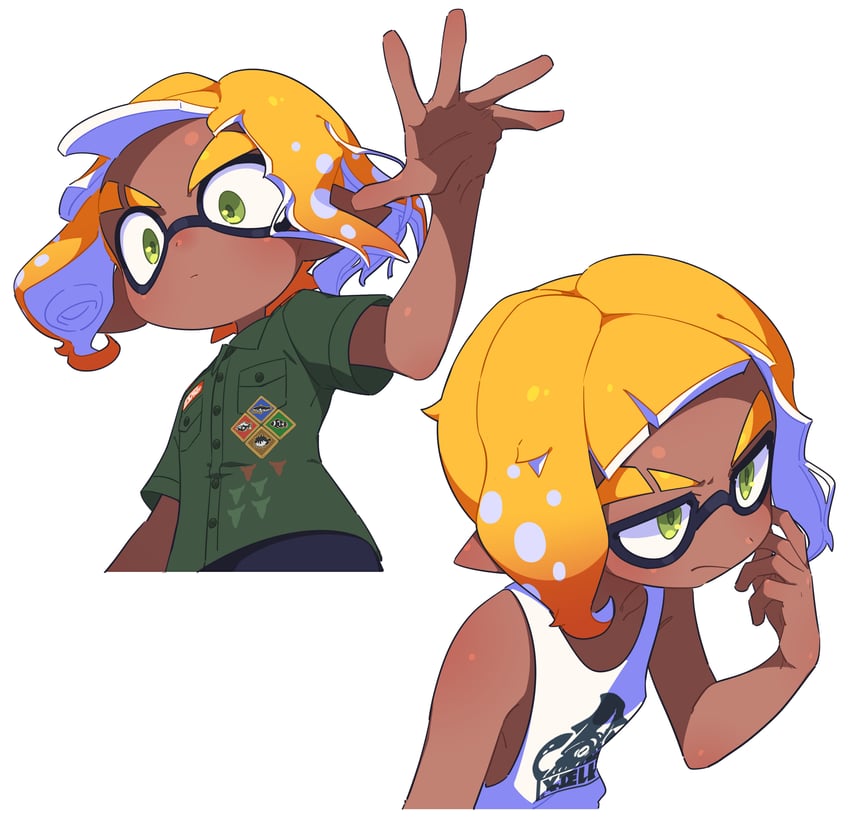 inkling player character and inkling boy (splatoon) drawn by surume01417