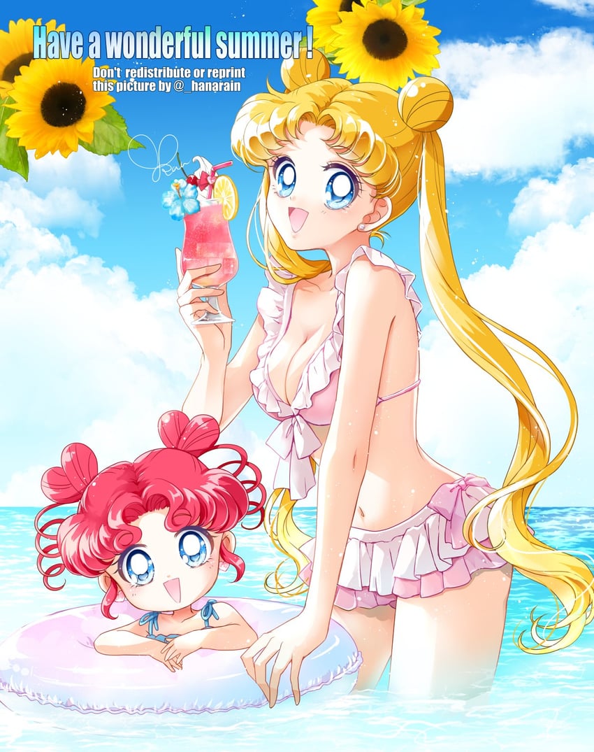 tsukino usagi and chibi chibi (bishoujo senshi sailor moon and 1 more) drawn by sarashina_kau