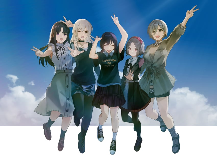 iseri nina, kawaragi momoka, awa subaru, ebizuka tomo, and rupa (girls band cry) drawn by maple_linf