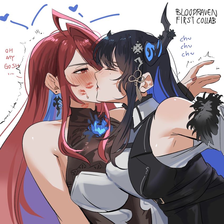 nerissa ravencroft and elizabeth rose bloodflame (hololive and 1 more) drawn by set7