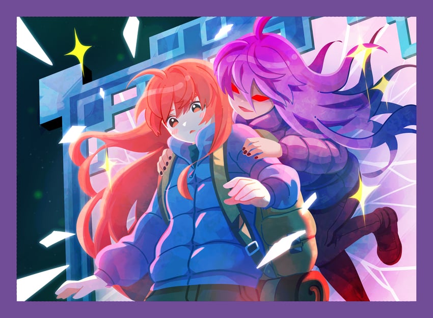 madeline and badeline (celeste) drawn by fuwamoko_momen_toufu