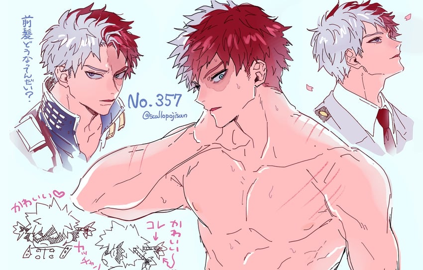 bakugou katsuki and todoroki shoto (boku no hero academia) drawn by scallopojisan