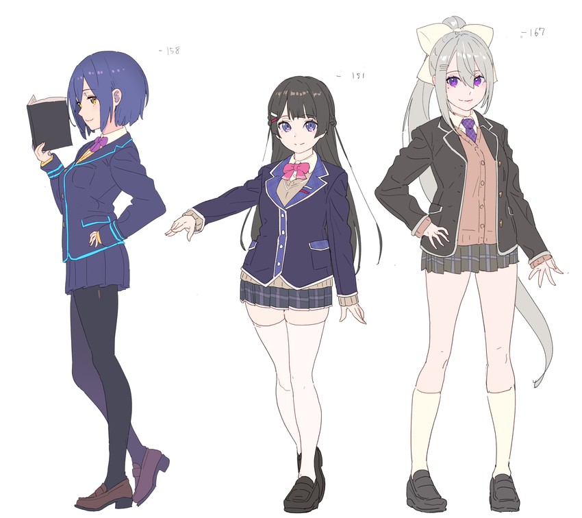 tsukino mito, higuchi kaede, and shizuka rin (nijisanji) drawn by enkyo_yuuichirou