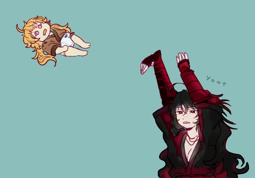 yang xiao long and raven branwen (rwby) drawn by hiru315