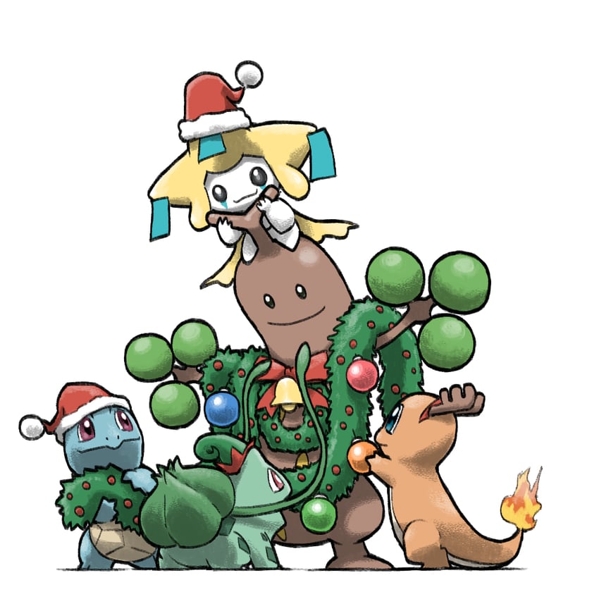 bulbasaur, squirtle, charmander, jirachi, and sudowoodo (pokemon) drawn by blacknirrow