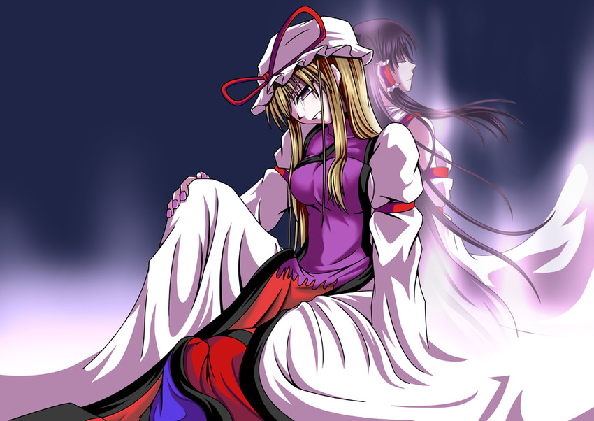 hakurei reimu and yakumo yukari (touhou) drawn by hakomaru_(pandora_box)