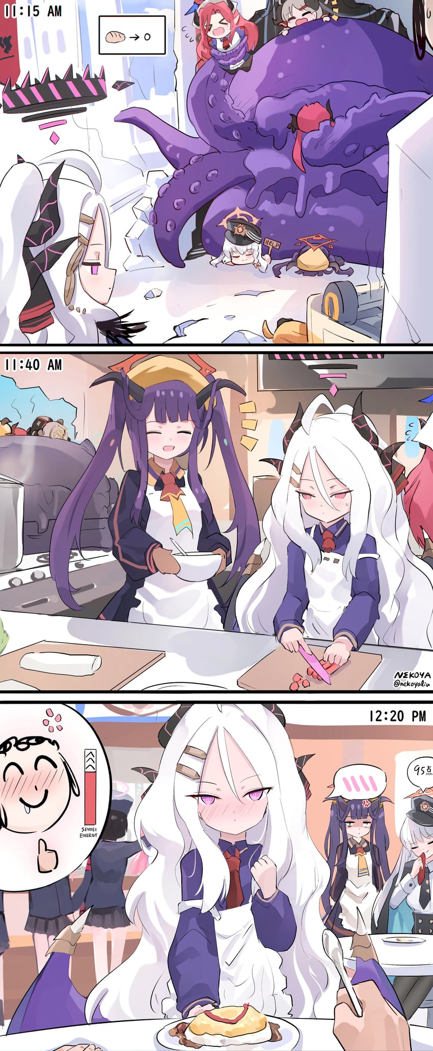 sensei, doodle sensei, hina, haruna, fuuka, and 5 more (blue archive) drawn by nekoya_(liu)
