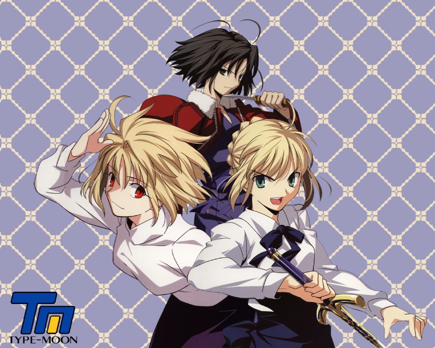 artoria pendragon, saber, arcueid brunestud, ryougi shiki, and michelle ruff (fate and 4 more) drawn by takeuchi_takashi