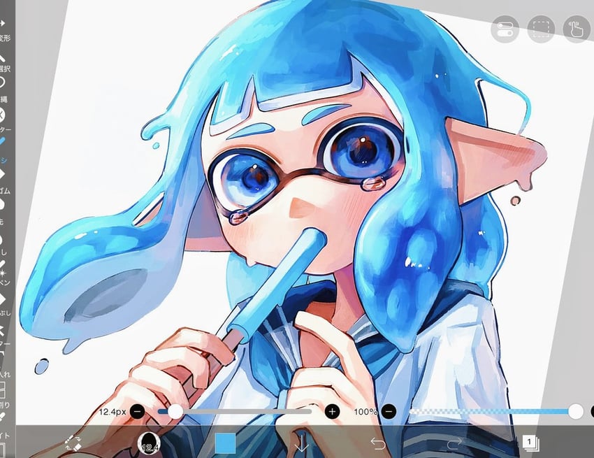 inkling player character and inkling girl (splatoon) drawn by kodak_painter