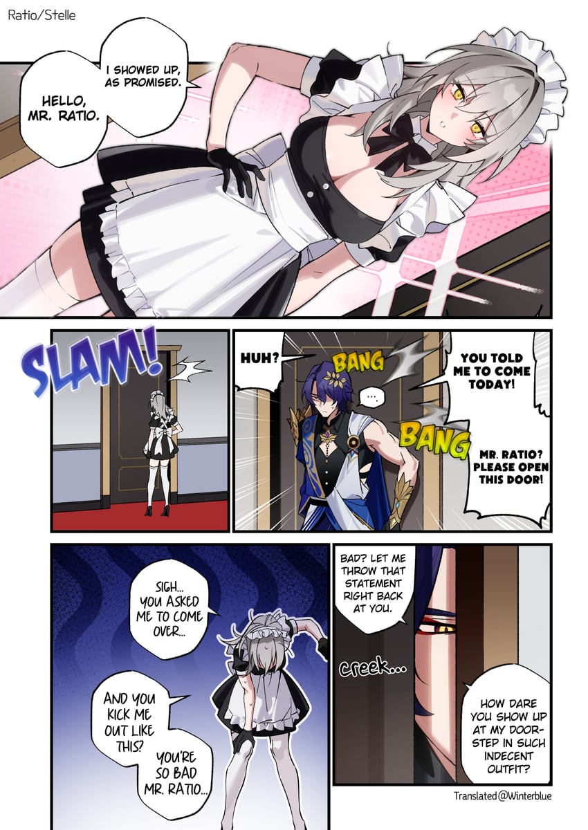 trailblazer, stelle, and dr. ratio (honkai and 1 more) drawn by bechu