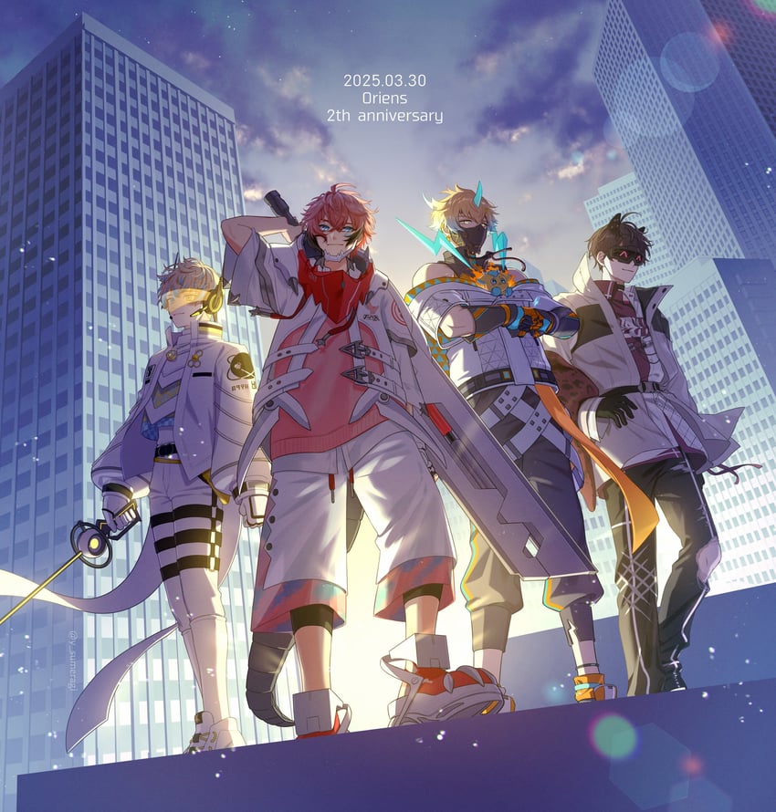 usami rito, saiki ittetsu, hibachi mana, and akagi wen (nijisanji) drawn by merasugi